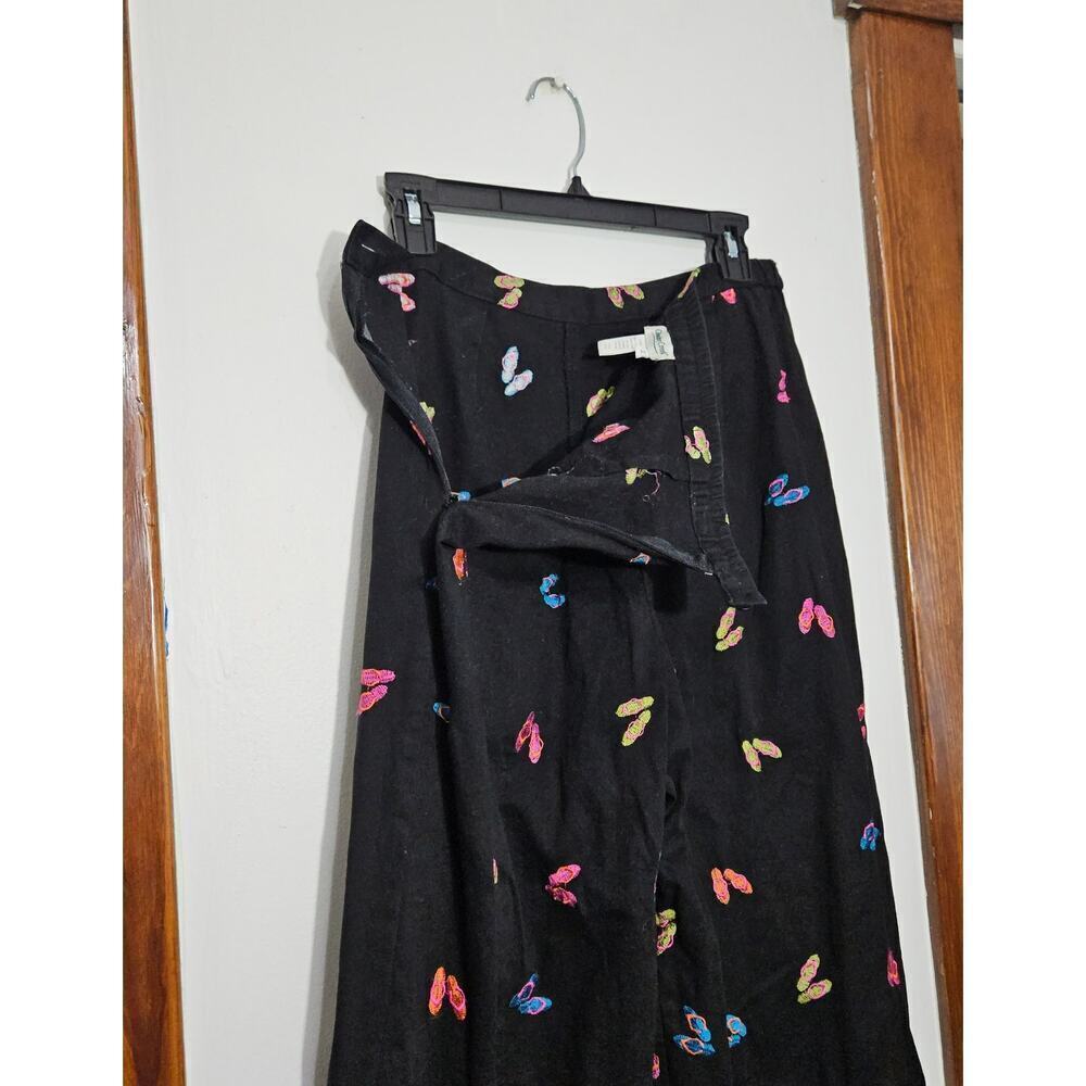 Coldwater Creek Womens Black Pants Embroidered Flip Flop Beach Size 12 - Picture 5 of 6